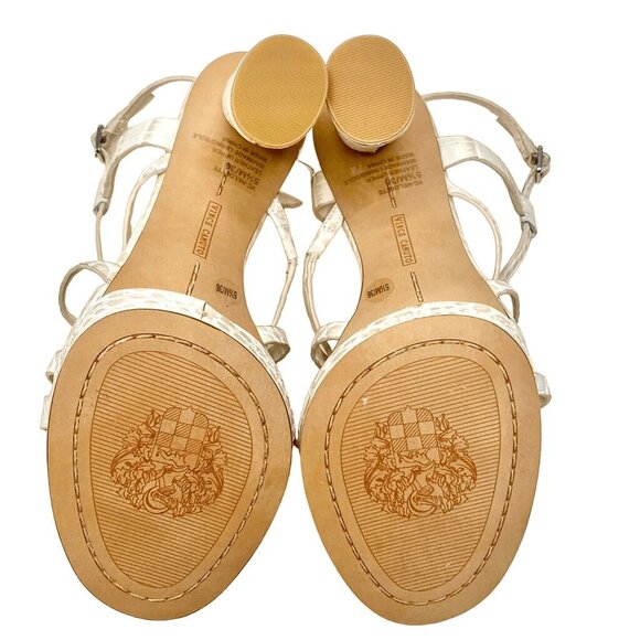 Vince Camuto Neloette Ivory Leather Croc Texture Platform Heel Sandal Sz 5.5 NEW - Picture 7 of 12